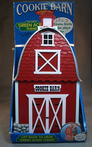 A unique cookie jar that plays the Green Acres theme song when opened